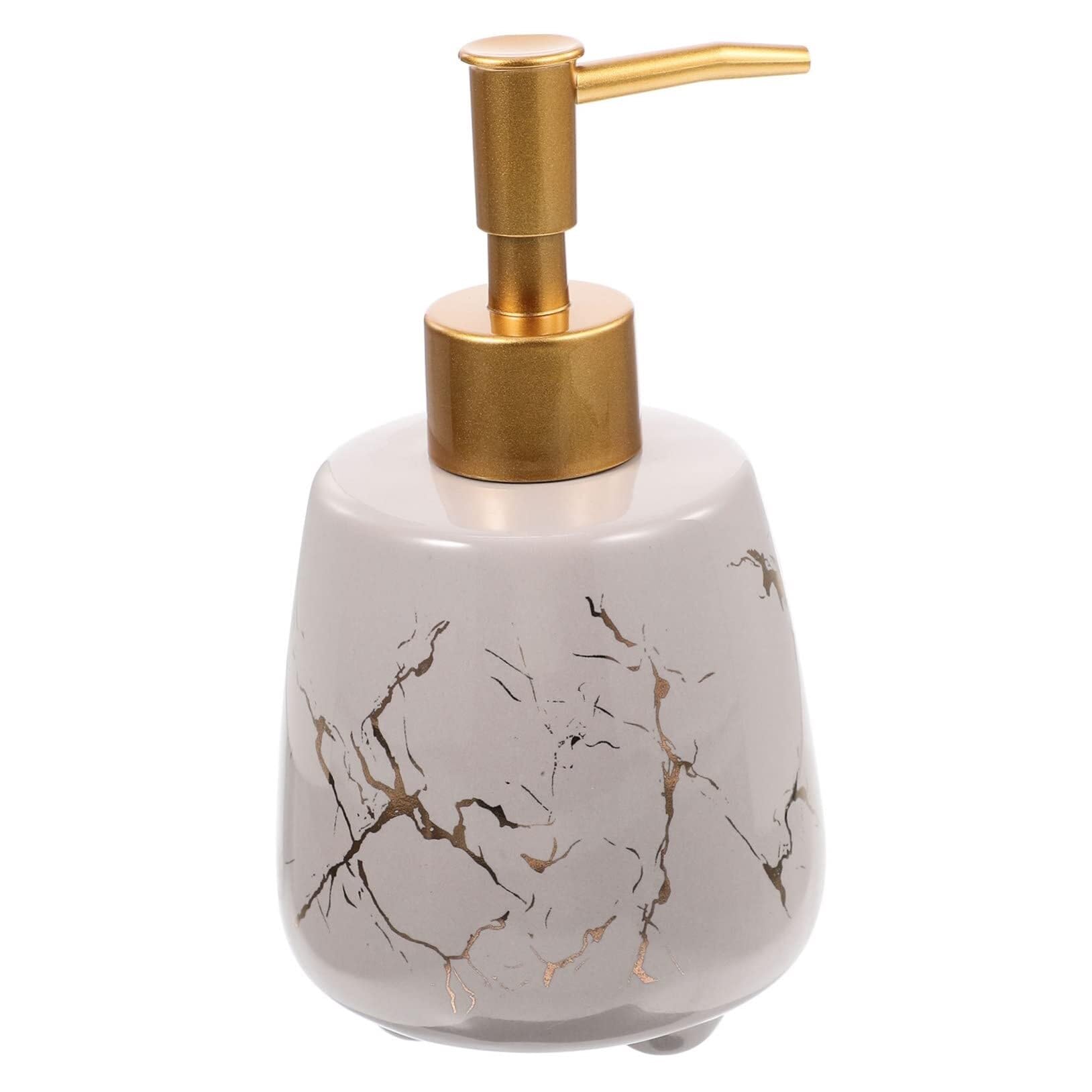 Mdnipqbam White Exquisite Bathroom Countertop Soap Dispenser Refillable Ceramic Pump Bottle For Reuse For Bathroom(White)