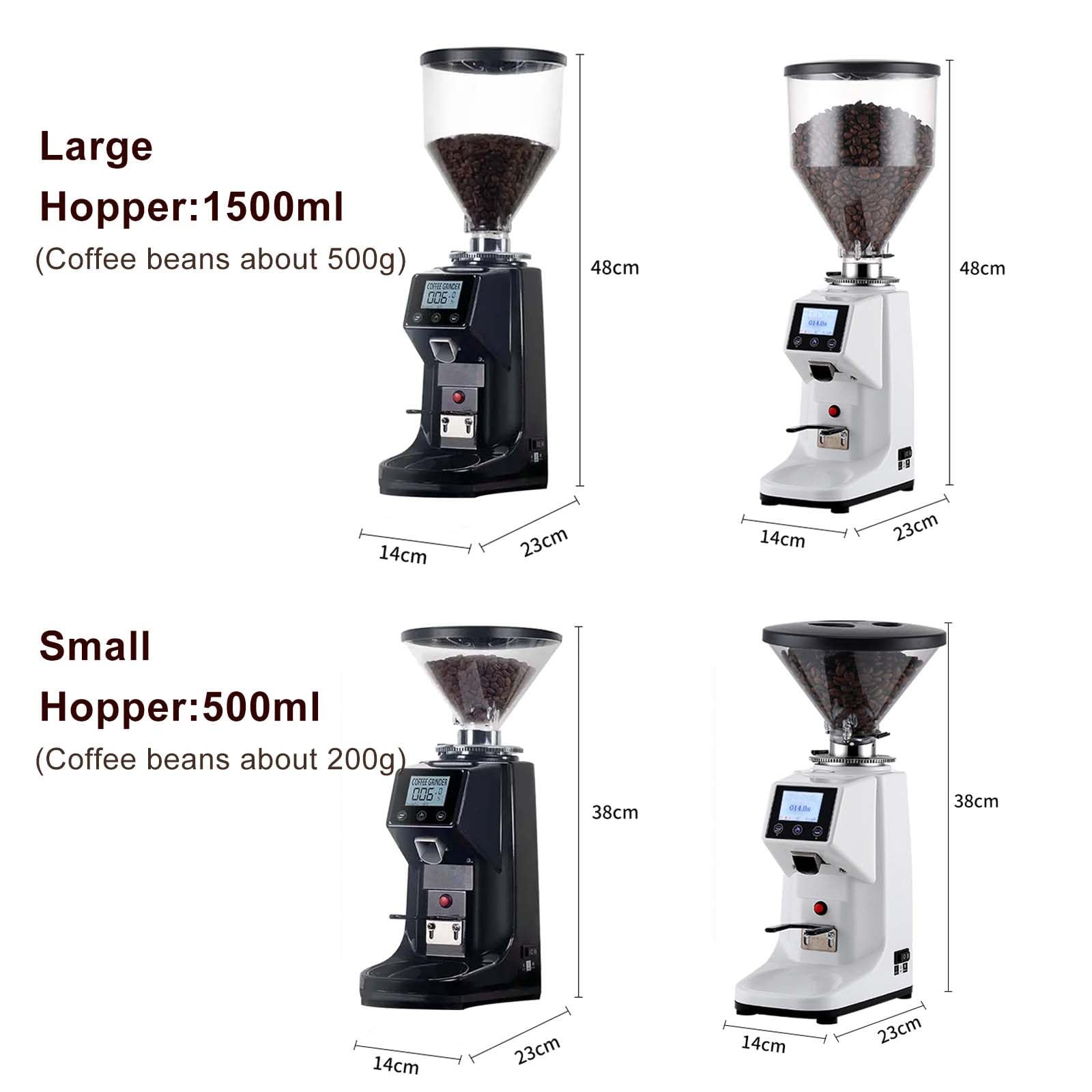 Molinillo De Espresso Comercial - Muelas Planas De Acero Inoxidable De 60 Mm | 19 Niveles De Molienda | DosificacióN Programada | Molinillos De Café CóNicos EléCtricos De Bajo Ruido,White-200G