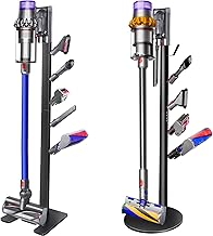 Storage Stand Docking Station Compatible with V15 V11 V10 V8 V7 Vacuum Cleaners Metal Bracket Black with 5 Hooks, Set of 2