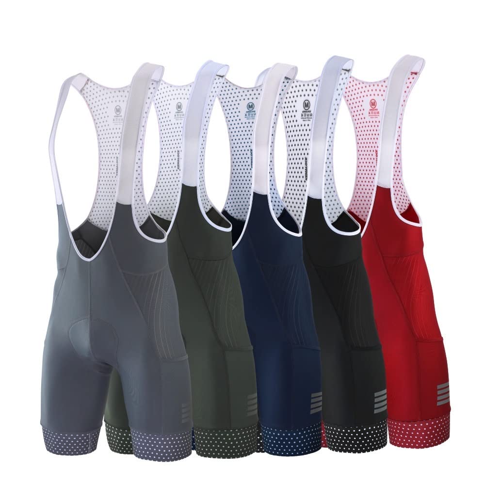 Pantaloncini da ciclismo Pantaloncini con bretelle da ciclismo con tasche laterali Uomo Blu Grigio Rosso Pantaloncini da bici con imbottitura in gel Pantaloni con bretelle da bicicletta compressi ( Co