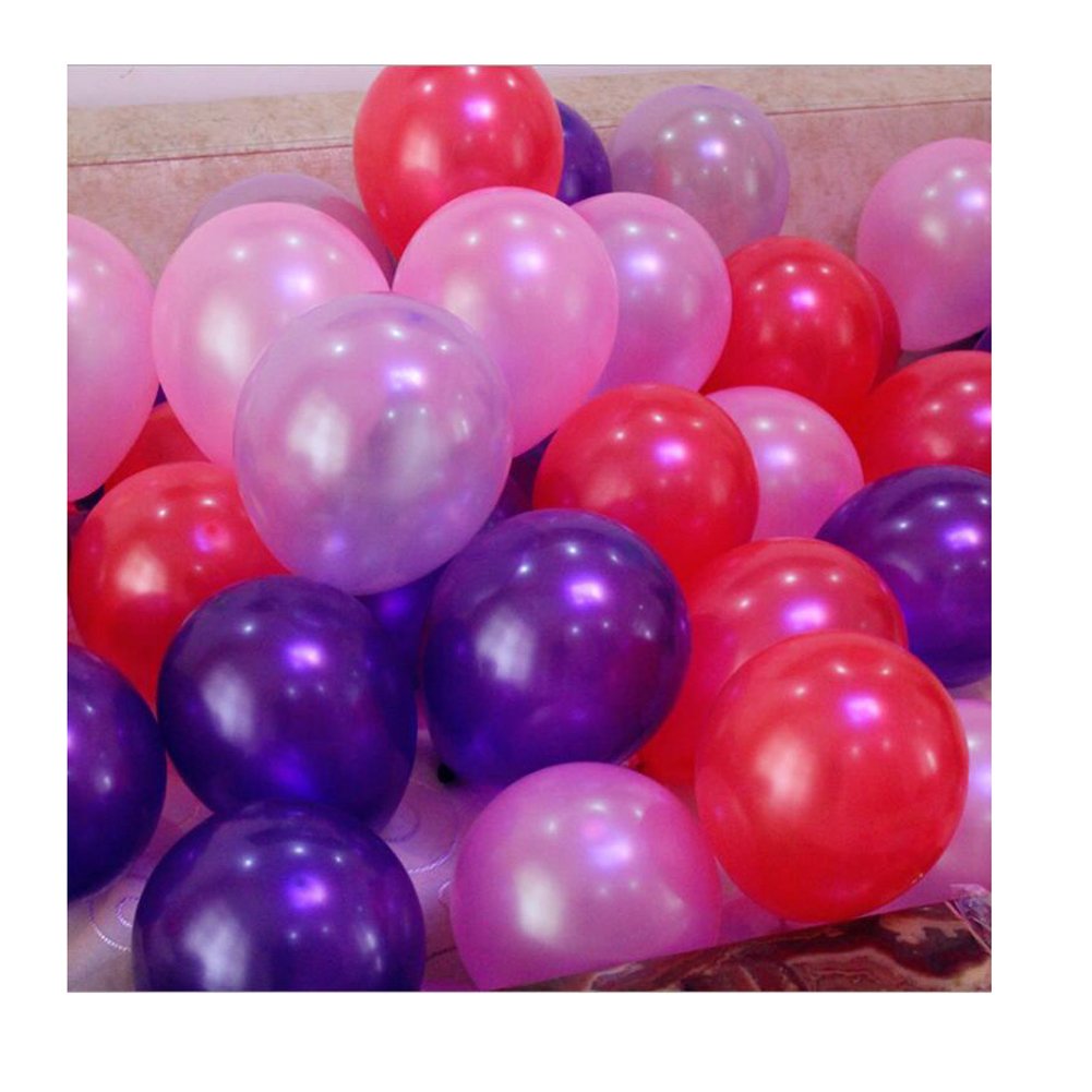 Cocokk 10-Inches 12 Color Latex Pearlescent Balloons (100pc per Pack) (Pink)