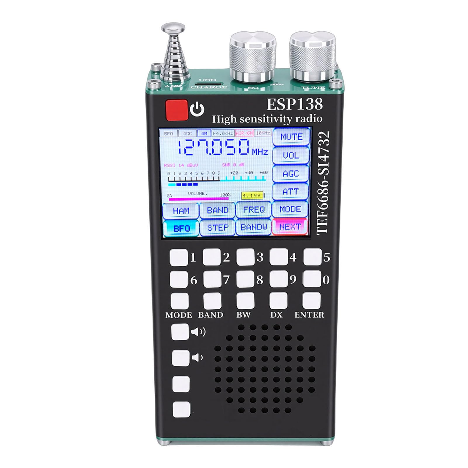 Vollbandradio, FM LW MW SW Air SSB-Band DSP-Rauschunterdrückung Bluetooth 5.0 Dual-Modus, mit 2,4-Zoll-IPS-Touchscreen und Ziffernblock, für Amateurfunk-Enthusiasten