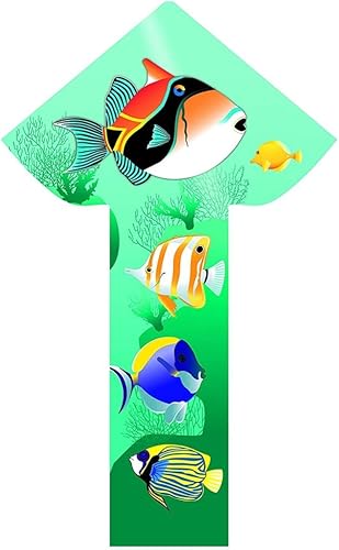 Miniatura 6 de WindNSun Breezyfliers cometa de 42 pulgadas, cola, mango, línea incluida, Delfines