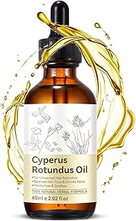 Natural Cyperus Rotundus Oil for Hair Reduction | Slows Unwanted Body Hair Growth on Face, Arms, Bikini Line | Balances Skin Tone & Moisturizes | 100% Pure, All Skin Types | 2.02 Fl Oz