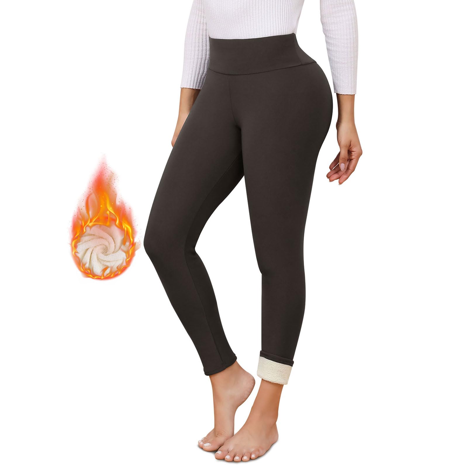 TMEOG Leggins Invernali Donna Pantaloni Termici Leggings Felpati Pantacollant Vita Alta Fuso Termico Pantaloni Elasticizzati Leggings Curvy in Pile de Yoga Corsa Pilates per Donna