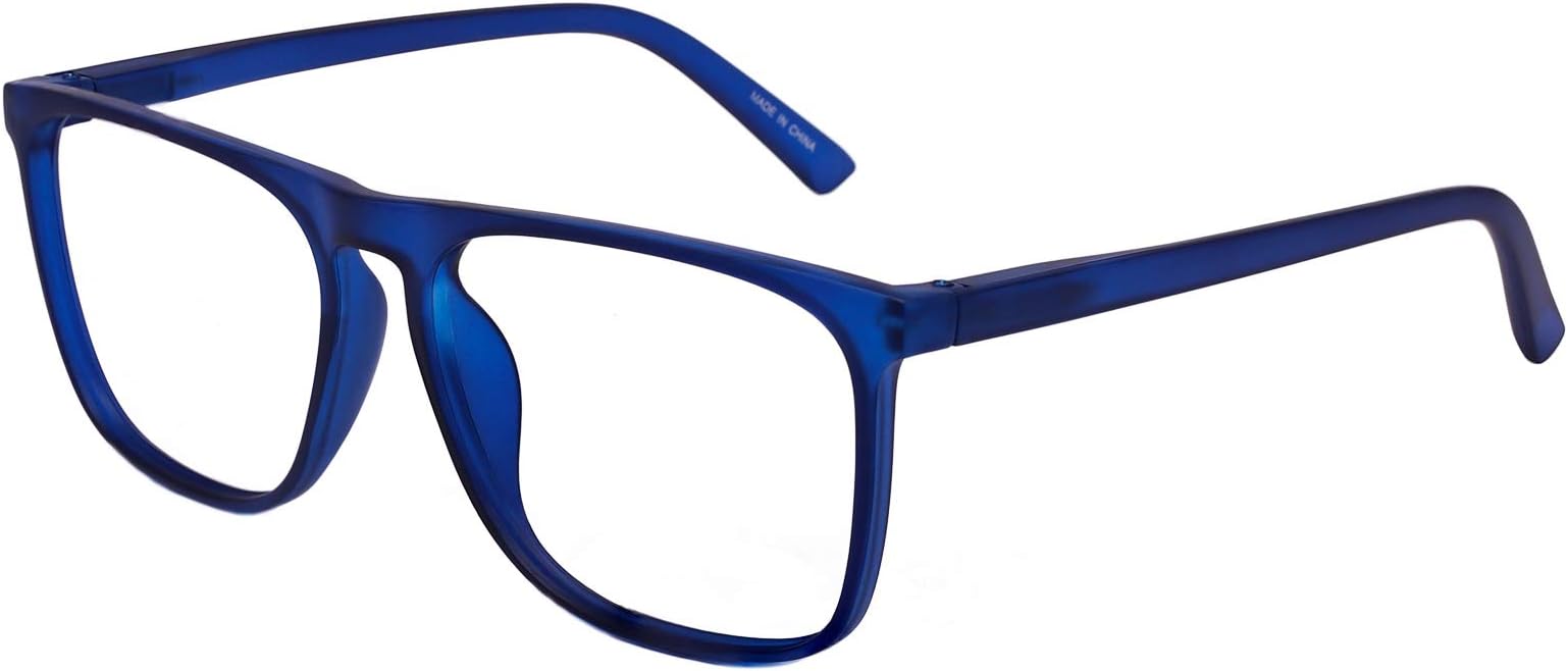MARE AZZURO Large Reading Glasses Men Square Readers 0 1.0 1.25 1.5 1.75 2.0 2.25 2.5 2.75 3.0 3.5 4.0 5.0 6.0 (Matt Blue, 1.50)