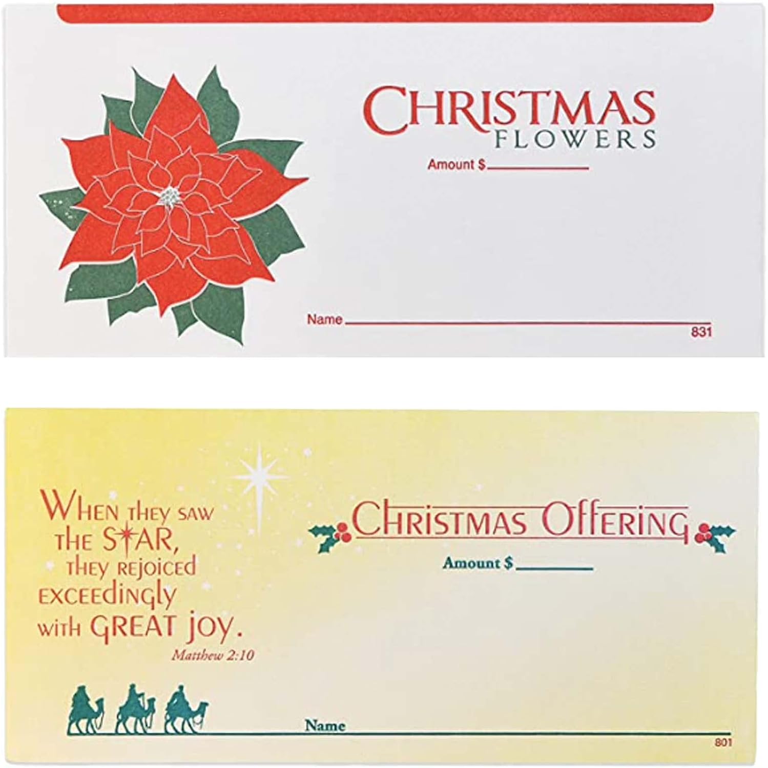 Christmas and Christmas Flower Offering Envelope Bundle (100)