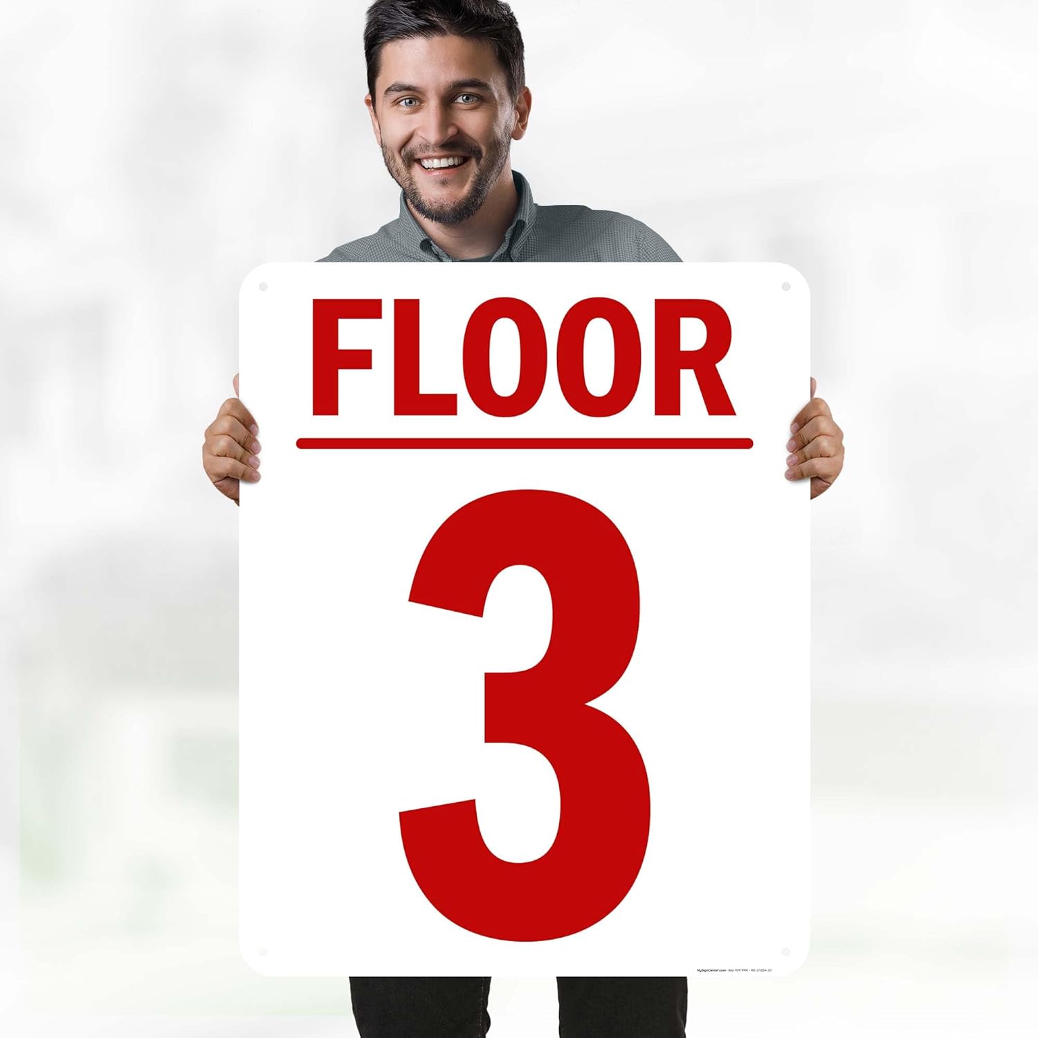 Floor 3 Sign, 24x30 Inches, 55 mil thick HDPS (high density polystyrene), Made in USA by My Sign Center
