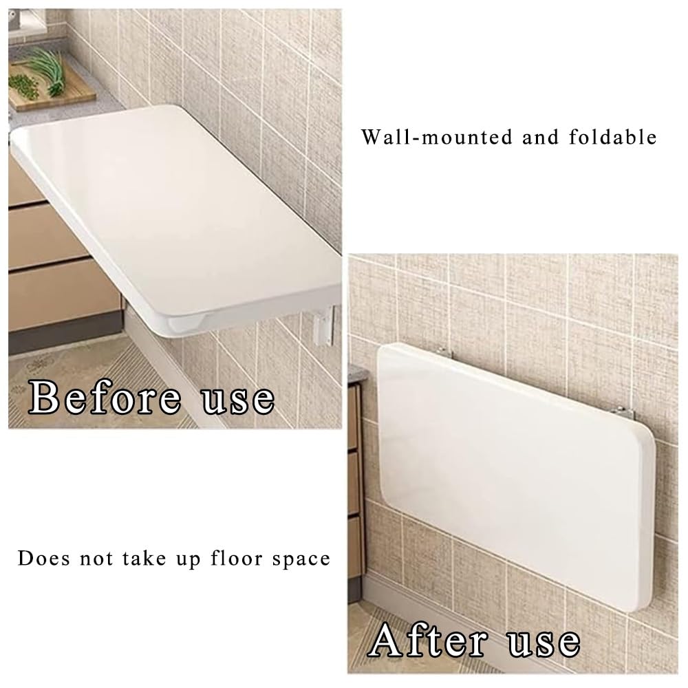 Table Pliante Murale Bureau Mural Rabattable avec Support en Fer