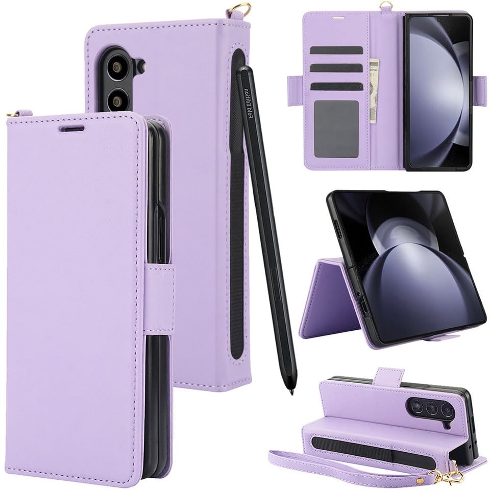 Étui en cuir Galaxy Z Fold 7 violet : libérez vos mains lors de vos trajets quotidiens