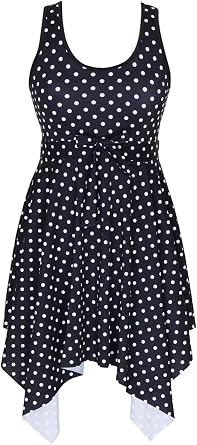 DANIFY Womens Plus Size Swim Dress Tummy Control Swimdress Cover Up Swimwear Retro Skirted Swimsuits One Piece Bathing Suit