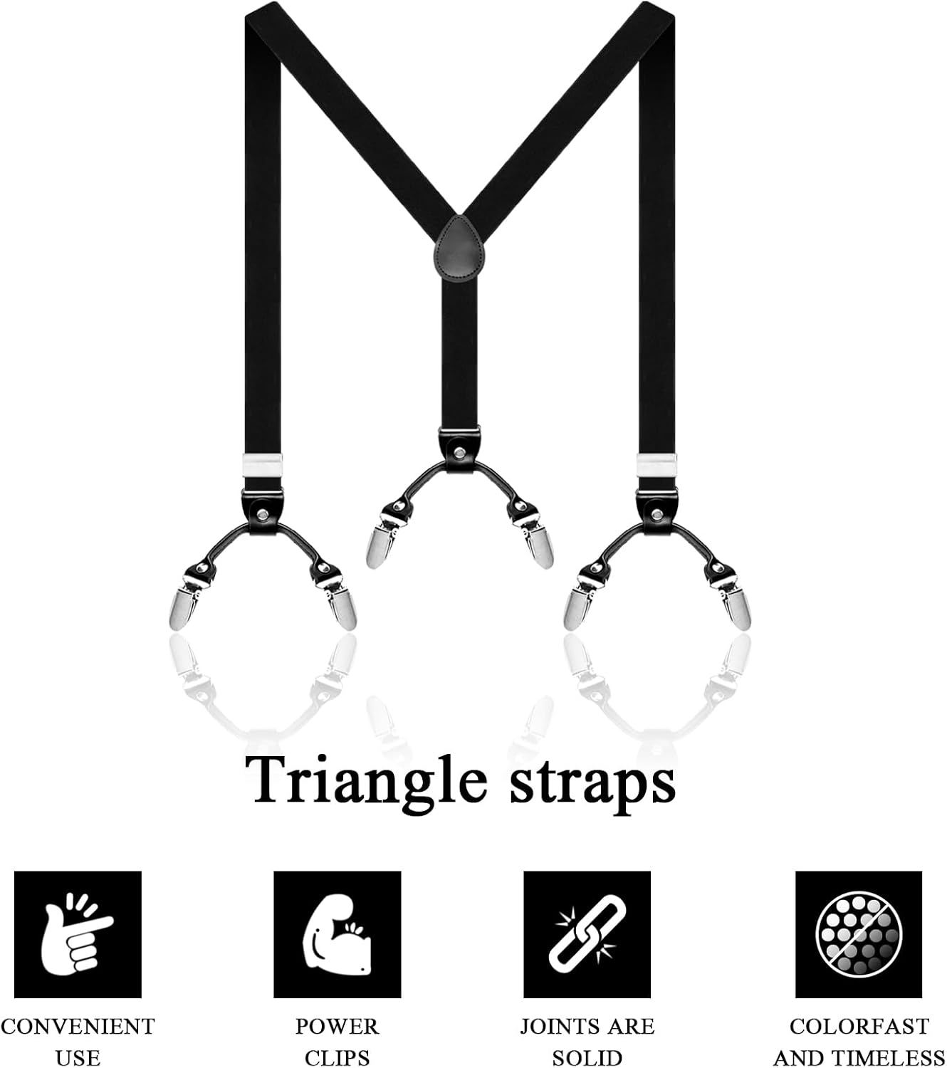 Suspenders for Men, Adjustable Heavy Duty Men's Suspenders Y Back with 6 Clips Under Clothing for Jeans Dress Pants