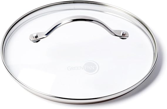 GreenPan 8.5 Universal Glass Lid with Stainless Steel Handle, Tempered Glass Lid for Frying Pan Skillet, PFAS-Free