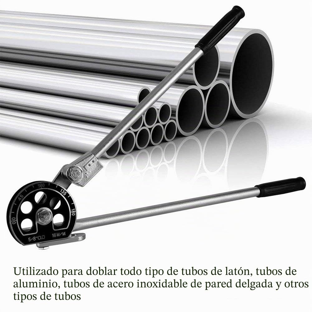 Herramienta Doblado Tubos 5/8 '' (16 mm) Dobladora Tubos OD Manual 180 Grados Doblador Tubos Servicio Pesado para Tubos Acero Inoxidable Aluminio Latón