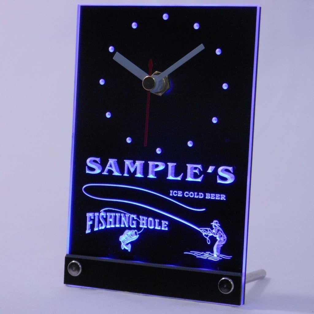 ADVPRO tncqx-tm Personalized Custom Fly Fishing Hole Decor Bar Neon Led Table Clock