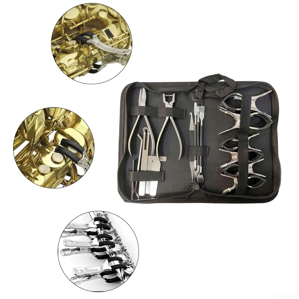 Sax Lovers' Must Have - 17 herramientas de reparación de acero inoxidable en estuche compacto