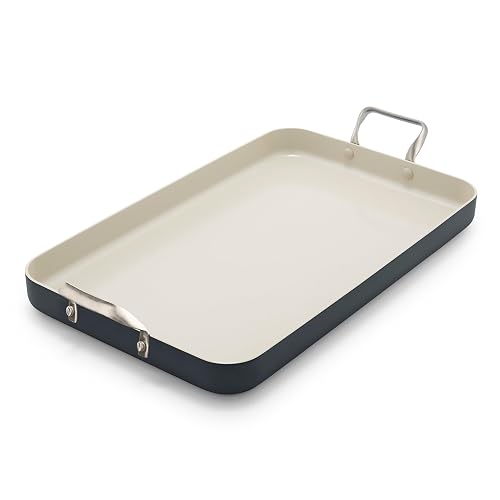 GreenPan 18' x 11' Double Burner Griddle Pan Hard Anodized Healthy Ceramic Nonstick PFAS-Free Stainless Steel Handles