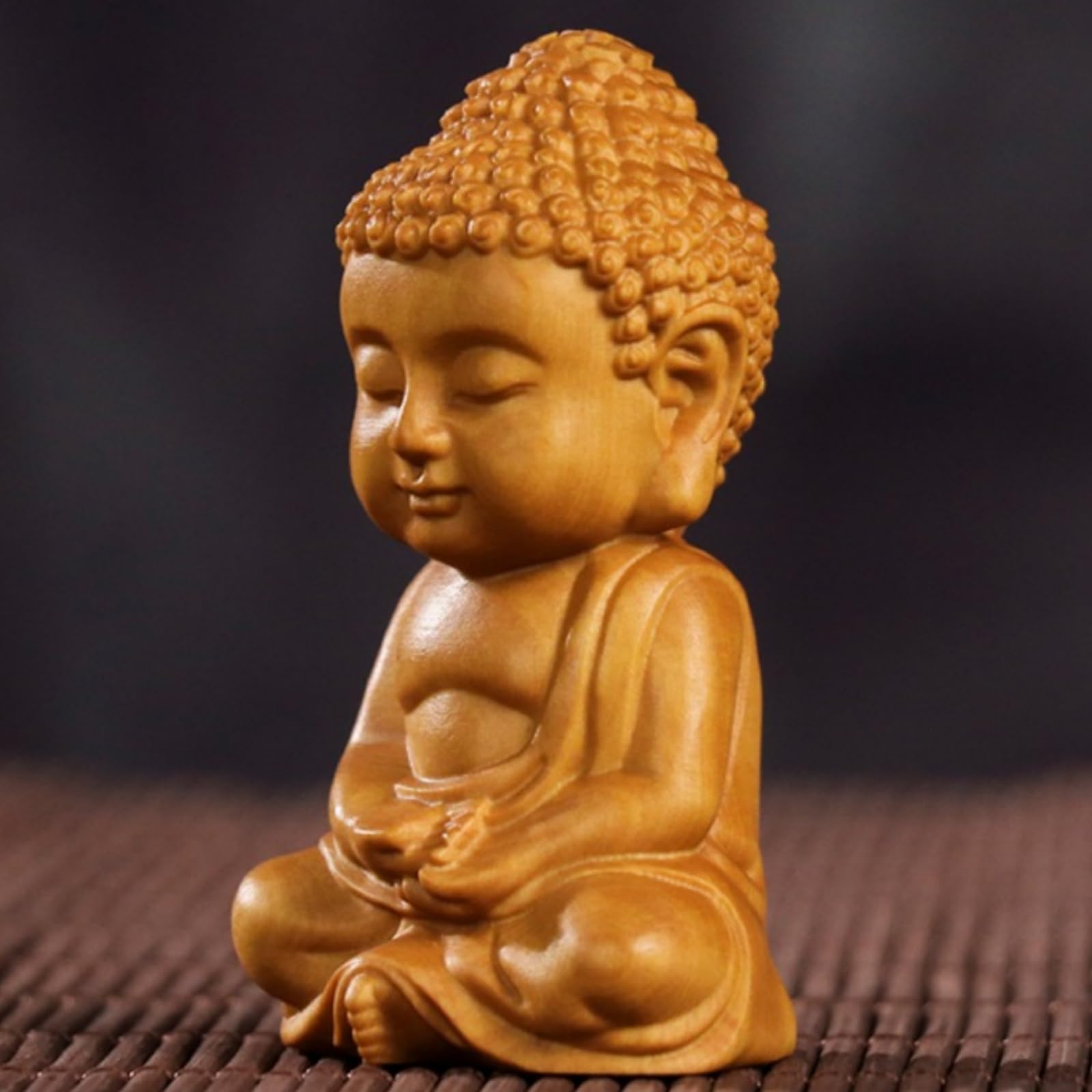 Amazon｜Eeeza 仏像 木彫り ミニ 可愛い 釈迦牟尼仏 小さな仏像 無垢材
