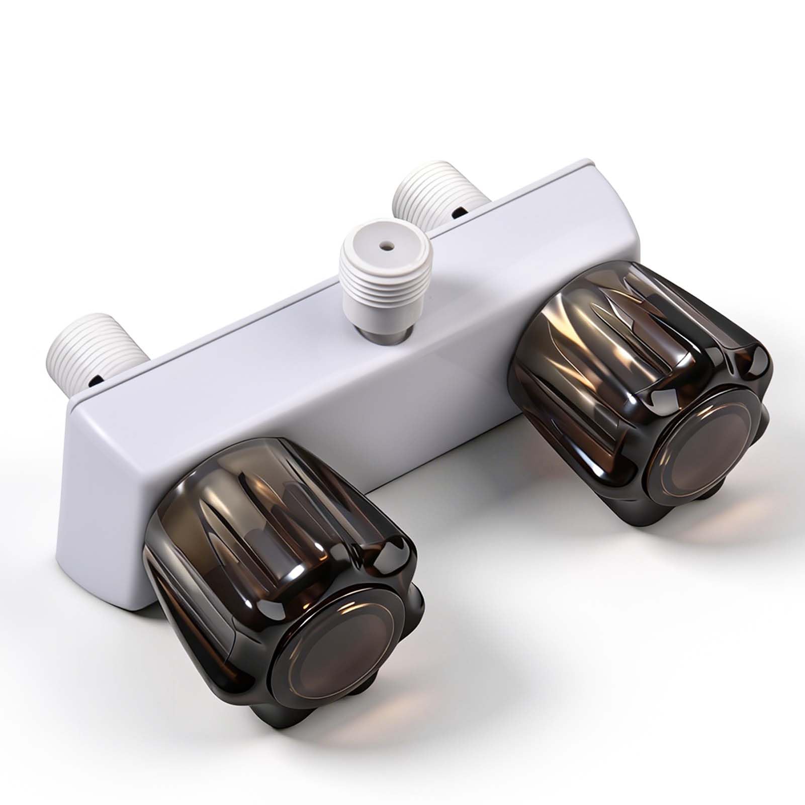 SPEEDWOX RV Shower Faucet Replacement 4" - Camper Shower Faucet Valve Diverter with Dual Smoked Acrylic Knobs, for RV Motorhome Trailer Bathroom Camper Replacement