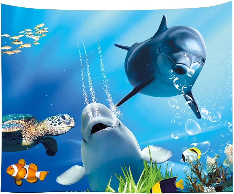 タペストリー おしゃれ 壁掛け 横長 大判 綺麗 風景 背景 リモート イベント マルチカバー Sweetbaku Medium イルカ魚たち ご予約品 タペストリー おしゃれ 壁掛け 横長 大判 綺麗 風景 背景 リモート イベント マルチカバー Sweetbaku Medium イルカ魚たち ご予約品