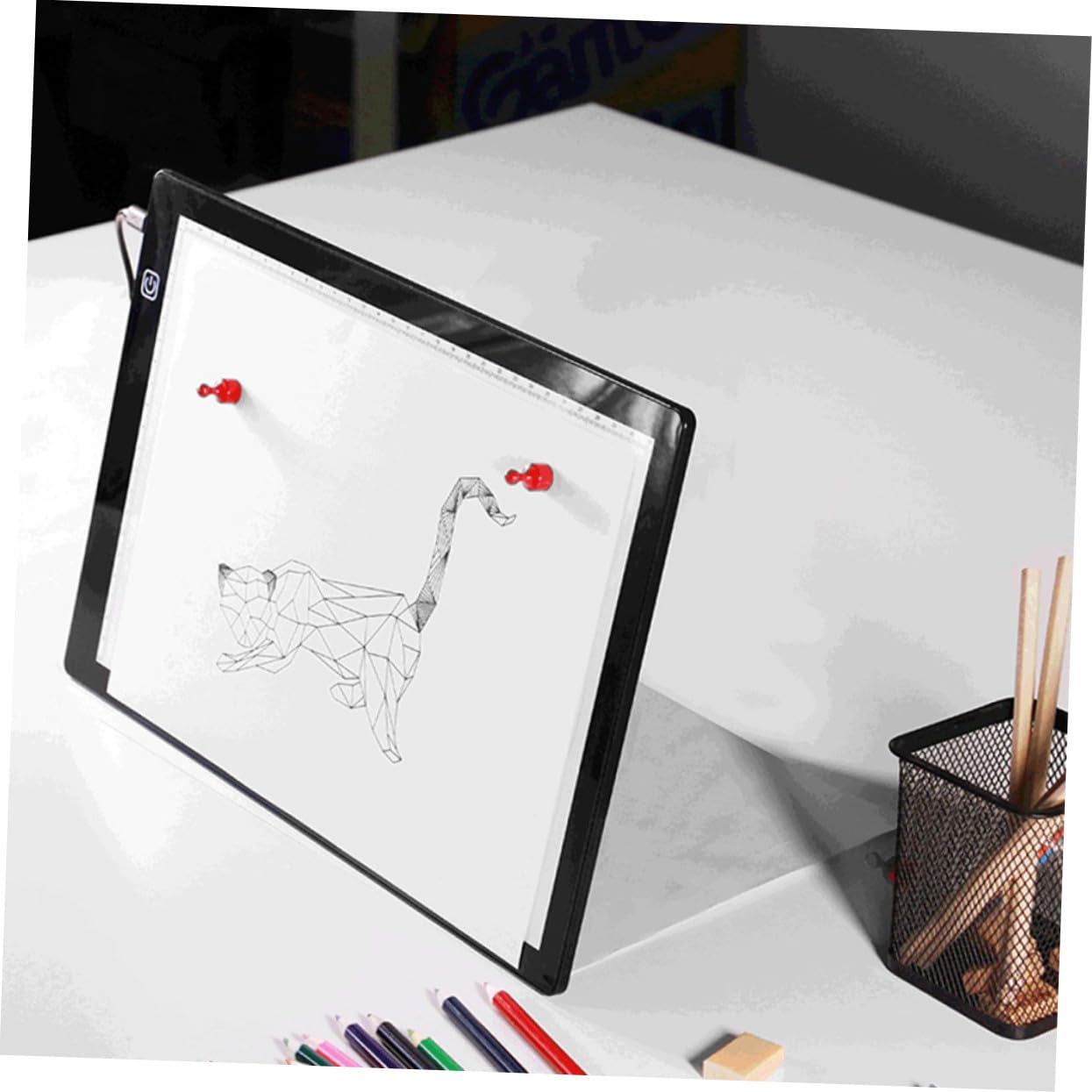 GARIOUANS Table Lumineuse de Traçage avec Aimants Magnétiques A4 en Acrylique Blanc et Règle Intégrée Support Papier pour Dessin Professionnel Léger