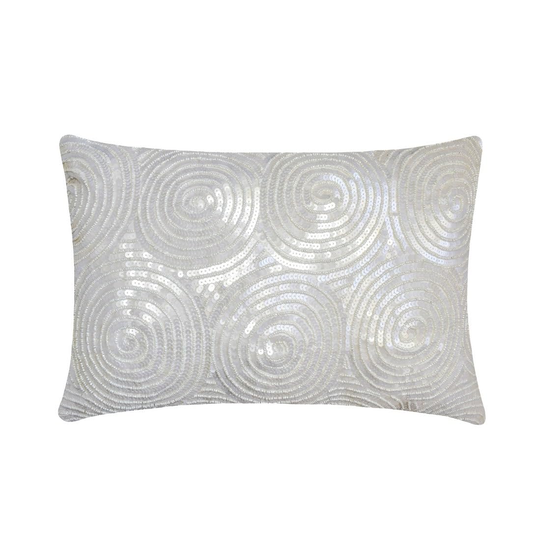 The HomeCentric Decorative Lumbar Cushion Covers White Pack of 2, 30x35 cm (12"x14") Art Silk Beaded, Sequins, Hand Embroidered Pillow Cover For Sofa, Couch, Bed, Patio Geometric Modern - White Touch โ image 1