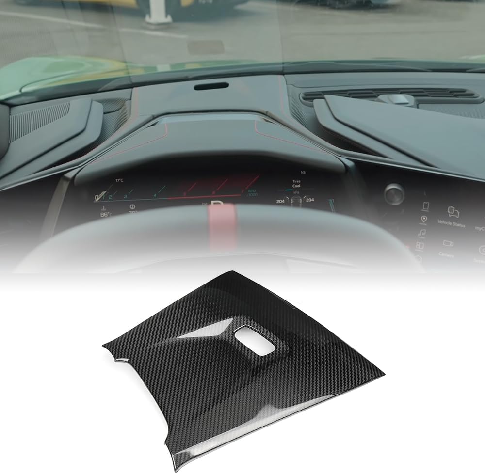 Dry Carbon Fiber Dashboard Cover Trim for Corvette C8 Stingray 1LT 2026+ Upper Dash Overlay Not Applicable for Version with HUD Display (Glossy Carbon)