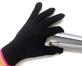 Professional Heat Resistant Glove for Hair Styling Heat Blocking for Curling, Flat Iron and Curling Wand Suitable for Left and Right Hands, 1 Piece, Pink Edge