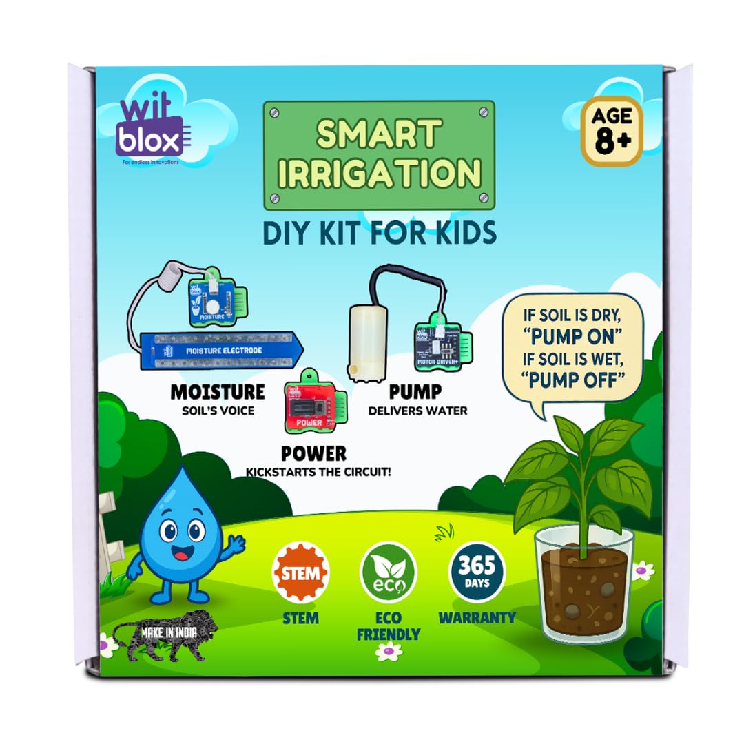 WitBlox DIY Smart Irrigation School Project Kit with Free Online Class | STEM Learning| Automatic Watering System| Sensors & Pump | Kids Science Fair Exhibition | Birthday Gift for Age 8 9 10 11 12 |