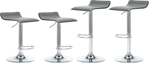 NOBPEINT Taburete de bar giratorio ajustable con elevación de aire cromado contemporáneo, juego de 4 (gris) Gris,Todo negro,Negro,Tapizado grueso