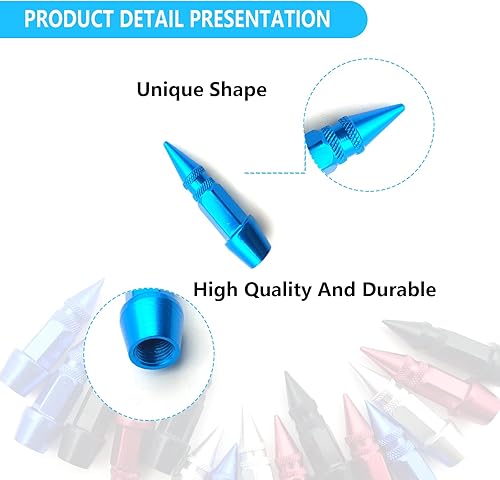 Miniatura 3 de 4 tapones de válvula de neumáticos, a prueba de polvo, tapones de válvula de aluminio con pinchos de 1.772 pulgadas, se adaptan a la mayoría de