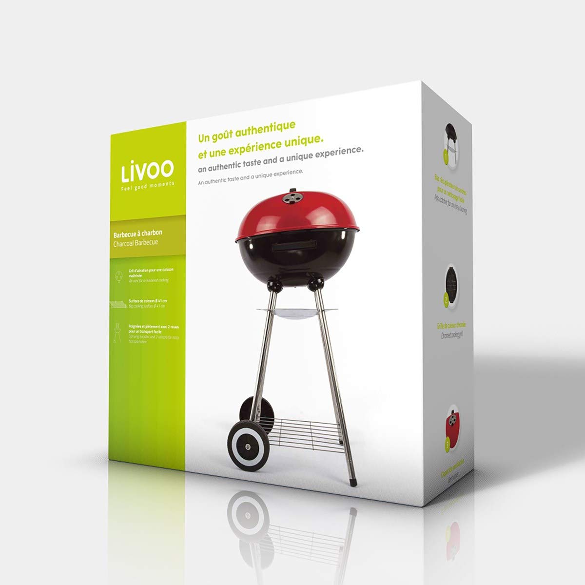 LIVOO BE NOMAD DOC172R Barbecue à charbon Rouge/Noir