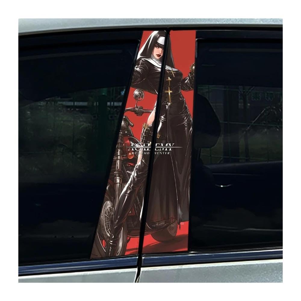 Body Parts 2PCS Cool Motor Nun Car B Pillar Waterproof Stickers DIY Car Doors Pillar Decals(I)
