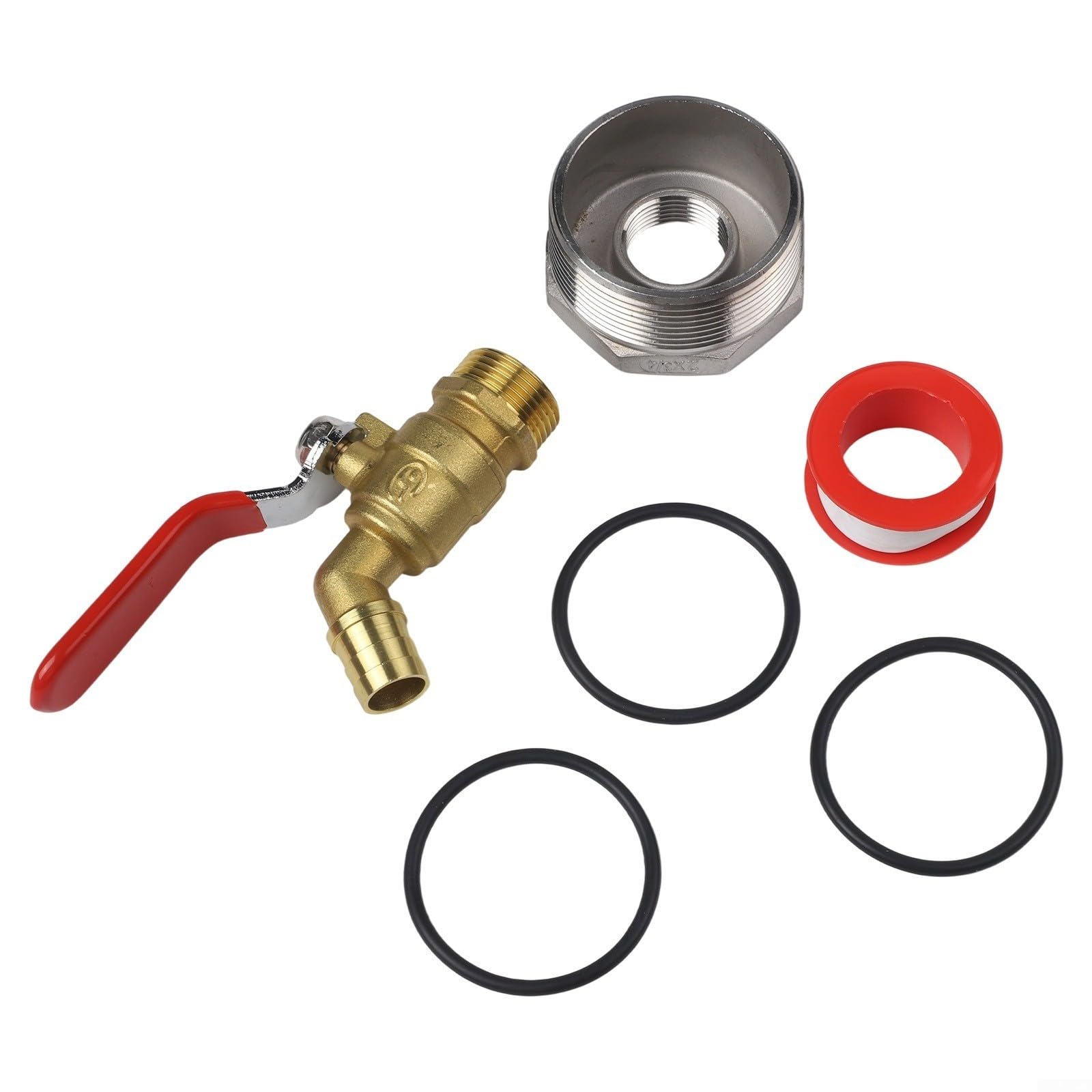 Lot de 2 robinets de tambour en laiton de 1,9 cm avec joint et ruban adhésif pour tambour de 55 gallons, compatible avec les fûts en plastique et en acier