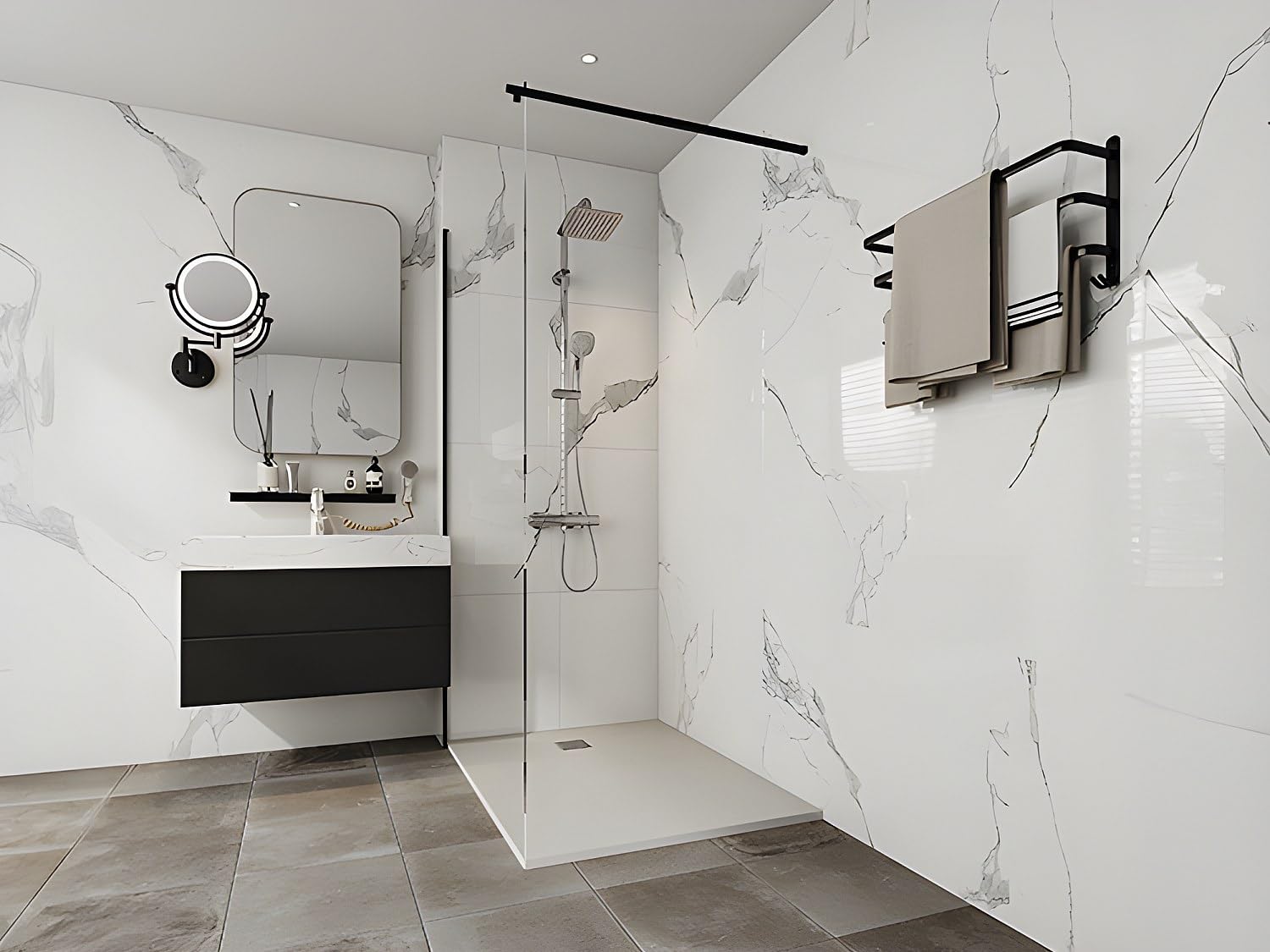 Vente-unique - Receveur de douche extra plat à poser ou à encastrer recoupable en résine SMC - Blanc - 120 x 90 cm - MIRNOSA