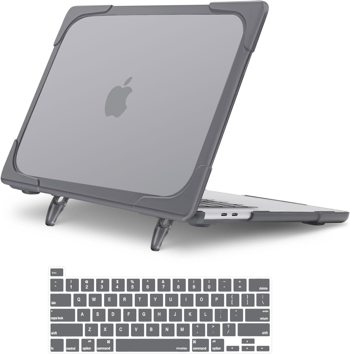 MOSISO Compatible with MacBook Pro 13 inch Case 2025 2024 2023 2022 2021 2020 M2 M1 A2338 A2289 A2251, Protective Heavy Duty Plastic Hard Shell Case with Fold Kickstand & Keyboard Cover, Gray