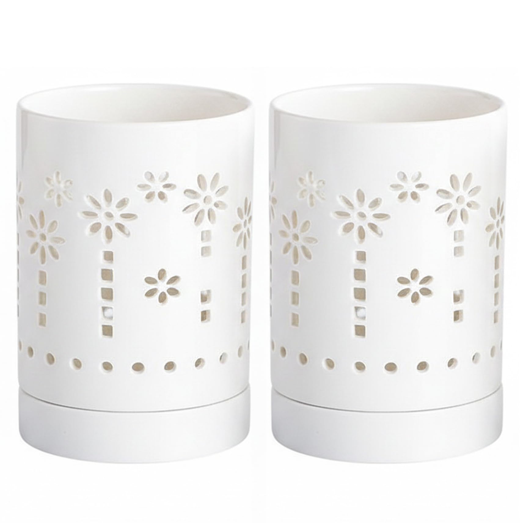 Pot à orchidées en céramique blanche à motif tournesol ajouré pour rangement et plantes de salon