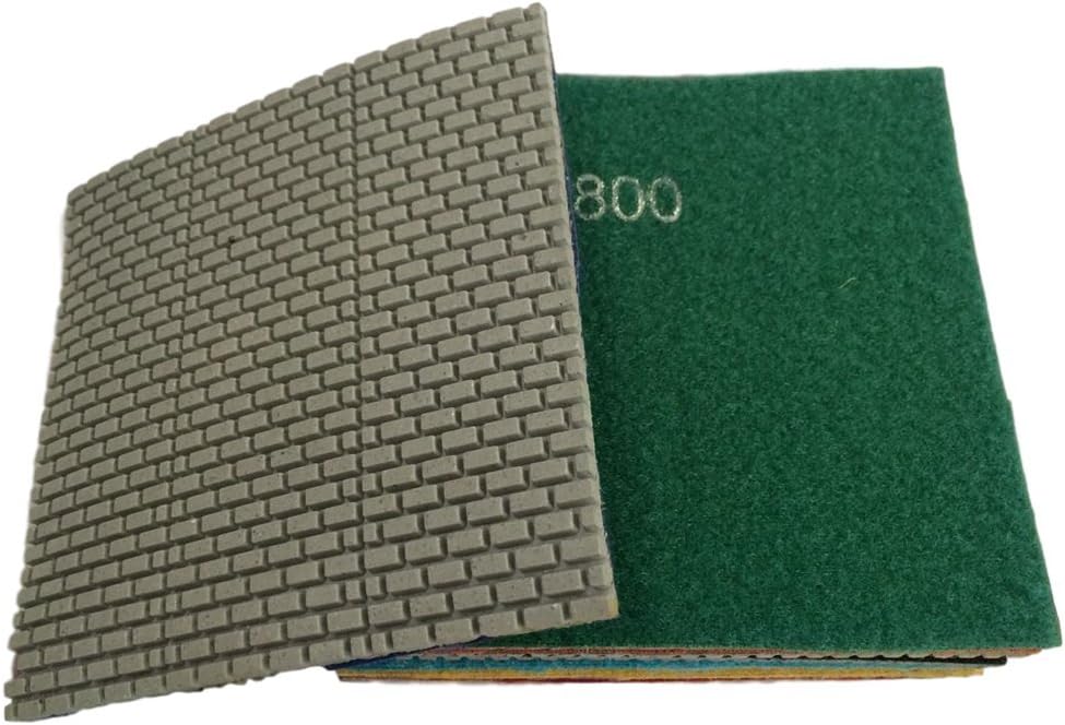 7 Pcs Square Diamond Wet Polishing Pads 4.7 Inch for Granite Marble Stone Grit 50-3000