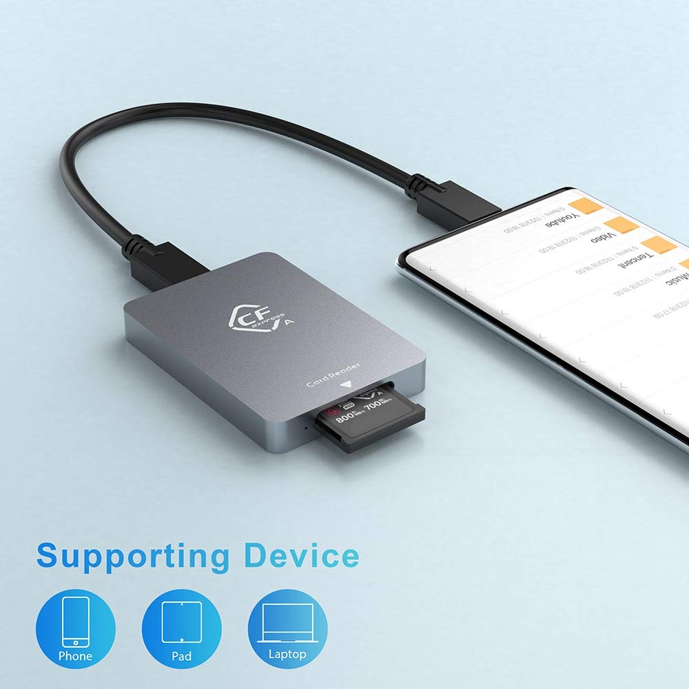 CFexpress Tipo un lector de tarjetas USB3.1 Gen2 adaptador 10Gbps para XP con cable para SLR