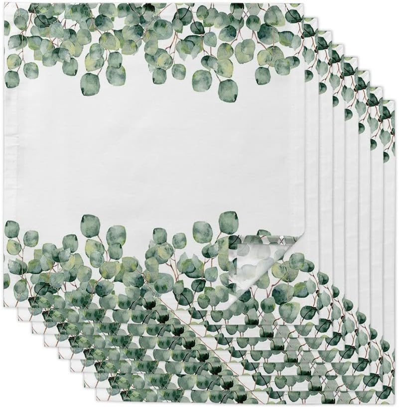 Eucalyptus Leaves Table Napkins Cloth Set Soft Handkerchief Wedding Decoration Banquet Dinner Napkins Cloth(4pcs)