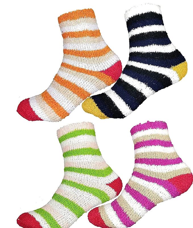 Buy KANEEKSHI 3 Pairs Soft & Cozy Ladies Women Girls Fuzzy Socks Winter Warm Feather Slipper Bed