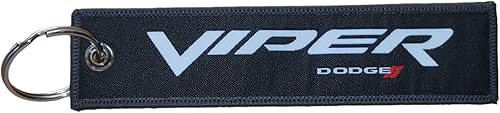Miniatura 2 de Detroit Shirt Company Dodge Viper Trilogo Sneaky Pete, Stryker, llavero tejido con logotipo de colmillos de 5 x 1 pulgada | Logotipo del cargador