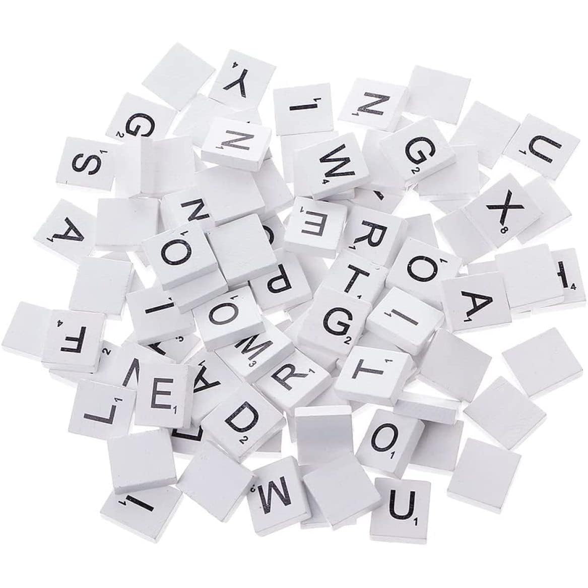 zeryor White Wooden Letter Tiles 100 Pcs, Wood Alphabet Blocks for Scrabble Replacement Tiles, DIY Crafts, Baby Literacy Puzzle, Intellectual Development English Alphabet Learning