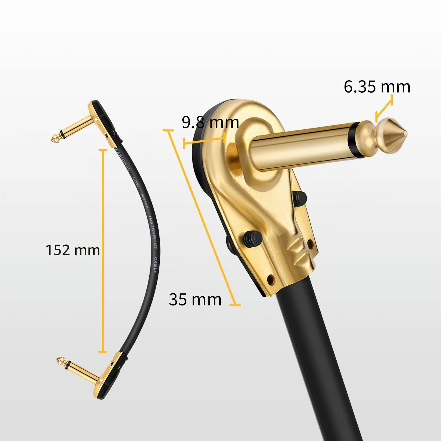 Donner Cavi Patch per Effetti per Chitarra Jack Dia 6.35mm, Professionali Cavetto per Strumenti Musicali TS Mono per Chitarra/Basso Pedaliera Effetti, Lunghezza 15cm, 6 unità