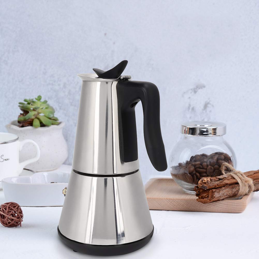 Cafetière à expresso avec cuisinière électrique, marmite moka, percolateur, 6 tasses, cafetière électrique électrique en acier inoxydable, prise UE