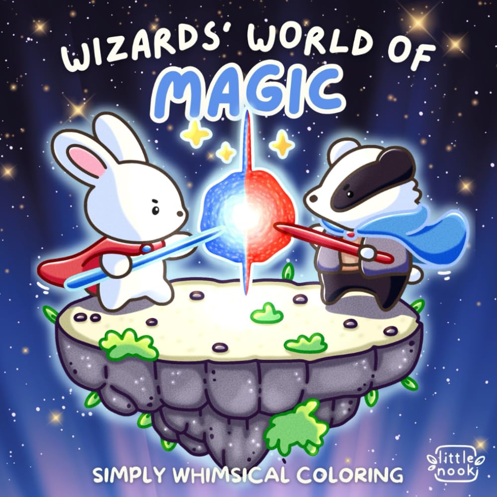 Wizards World of Magic: Enchanting and Adorable Animals in a Cute and Cozy Hygge Style – A Simply Whimsical Coloring Book