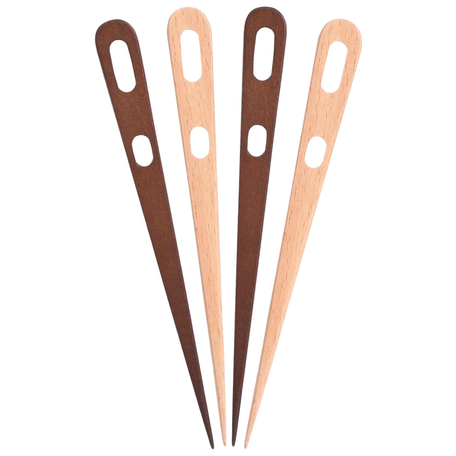 4Pcs Multipurpose Nalbinding Needle, Ymapinc Two-Eyed Tapestry Needle for Yarn, Ergonomic Chunky Knitting/Weaving Needles, Craft Weaving Tools/Accessories (Walnut Wood)