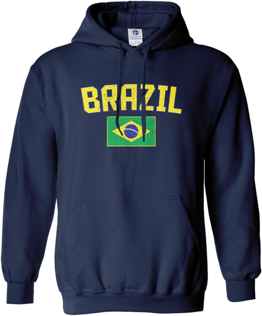 Threadrock Women's Brazil Flag Hoodie Sweatshirt