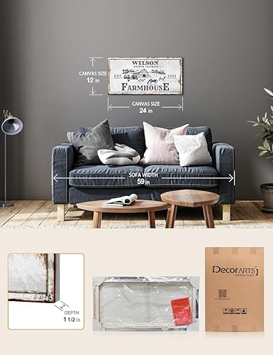 Miniatura 7 de DECORARTS - Arte de pared personalizado con letrero de granja, lienzo rústico con escena de granero para decoración del hogar o entrada, 24 x 12