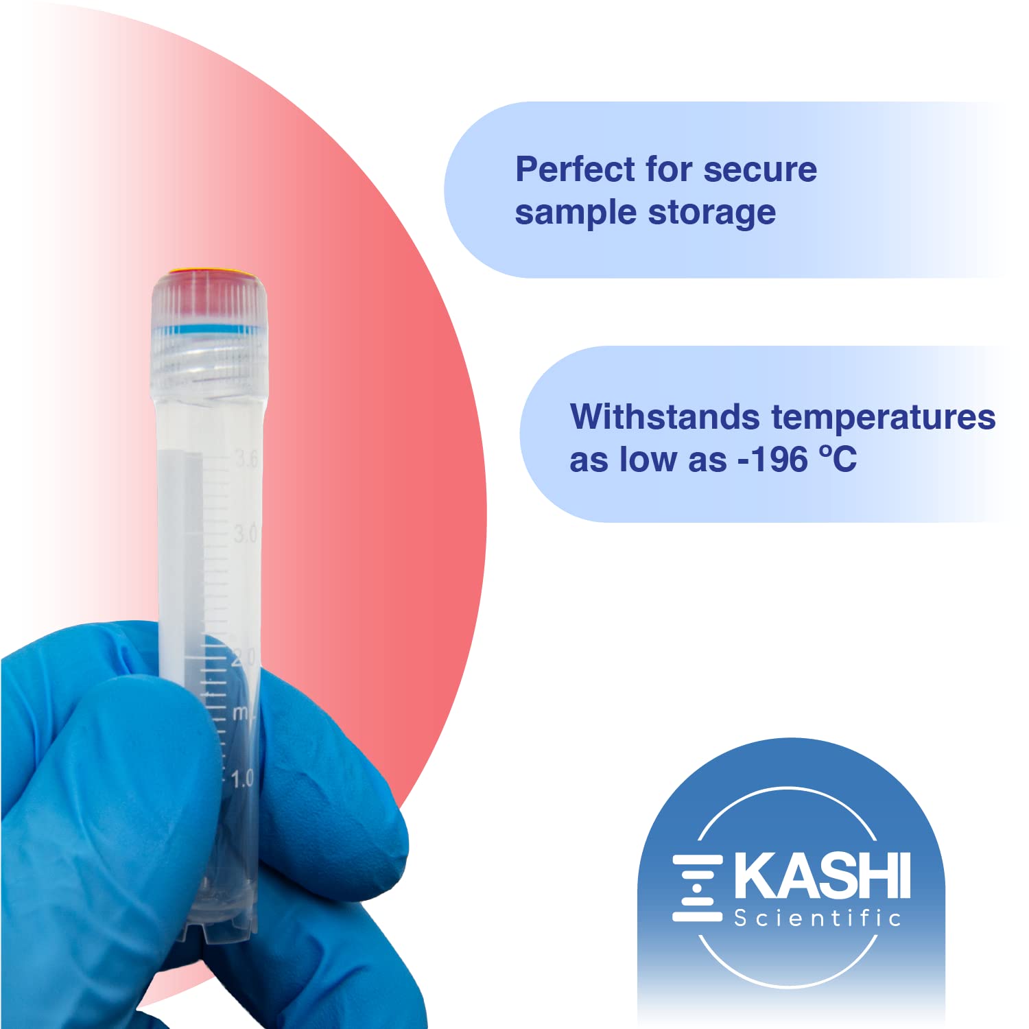 Kashi Scientific Screw Cap 3.6mL Cryovials with External Thread Cap - Self Standing Cryogenic Vial, Washer Silicone O-Ring, Cryogenic Tubes with Leak Resistance, Pack of 200 Cryo Tubes